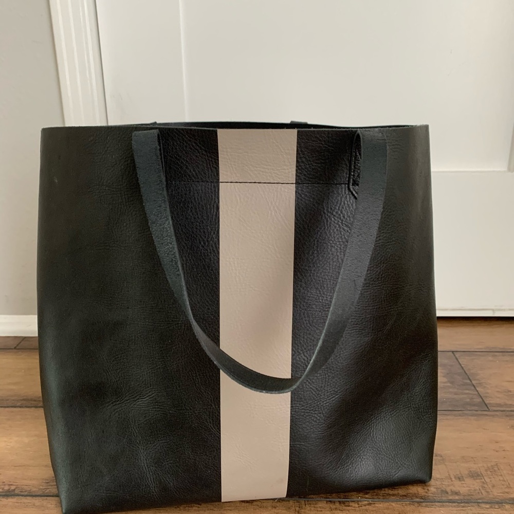 Madewell Paint Strip Transport Leather tote